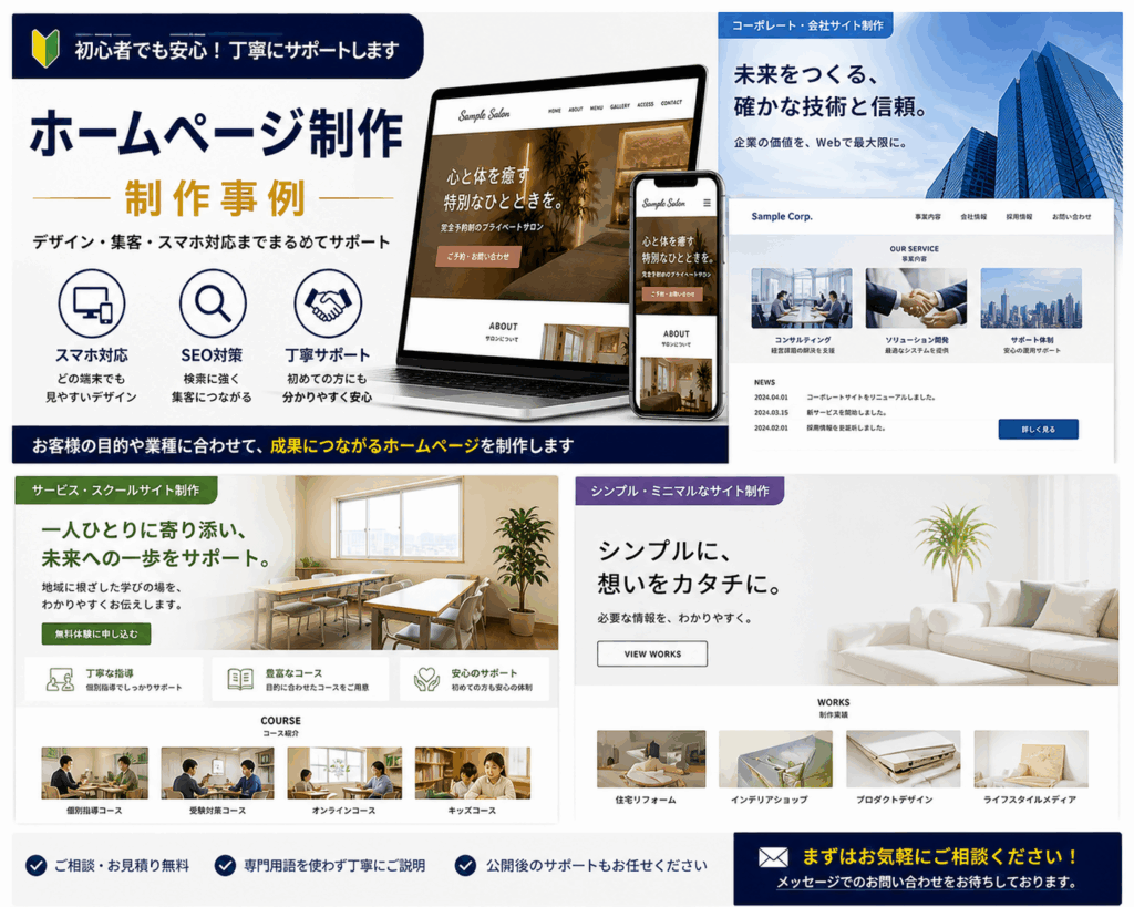 ホームページ制作（Webサイト）制作事例、デザイン・集客・スマホ対応までまとめてサポート、株式会社kanshas.jp